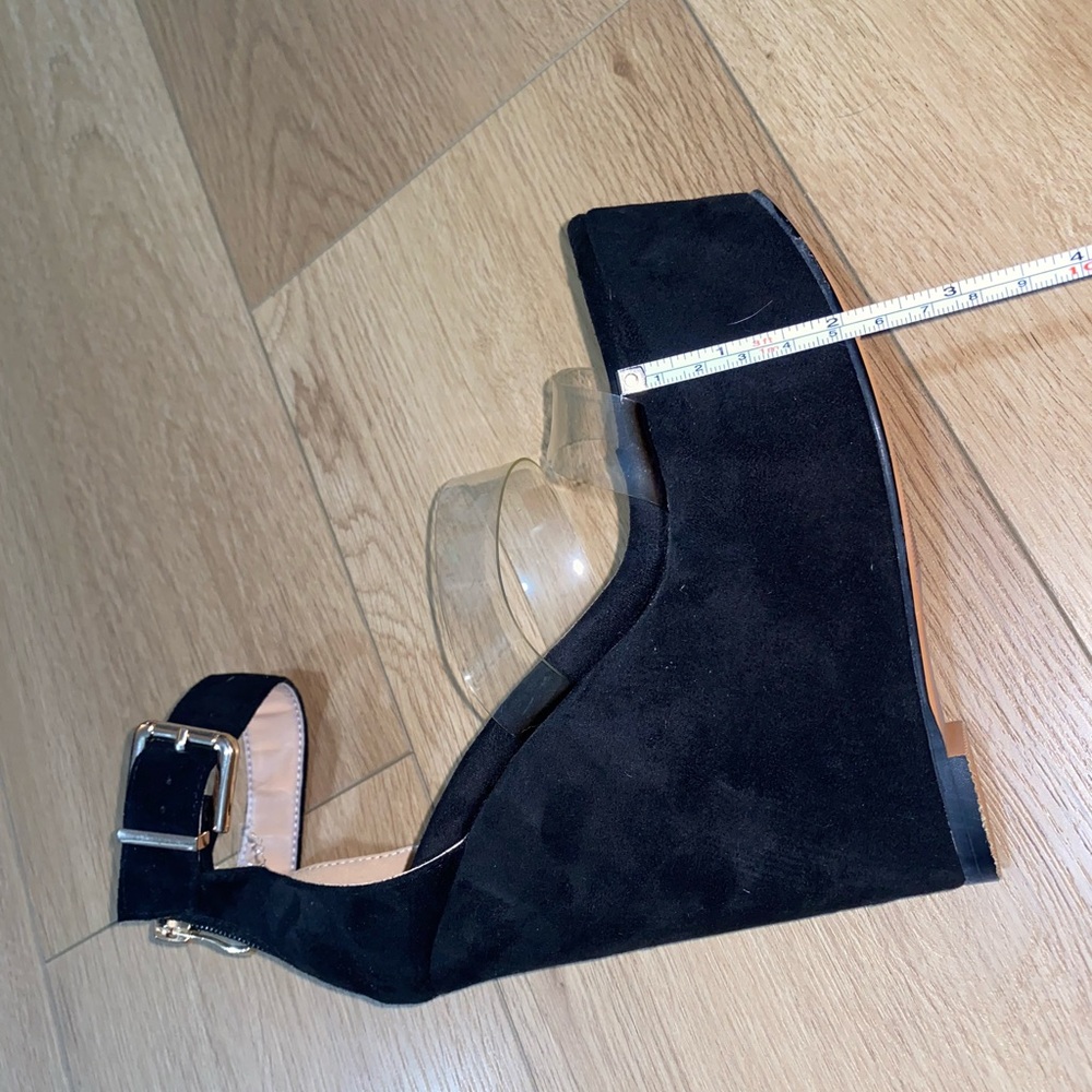 Suede Platform Black Wedge Sandals - Picture 10 of 10